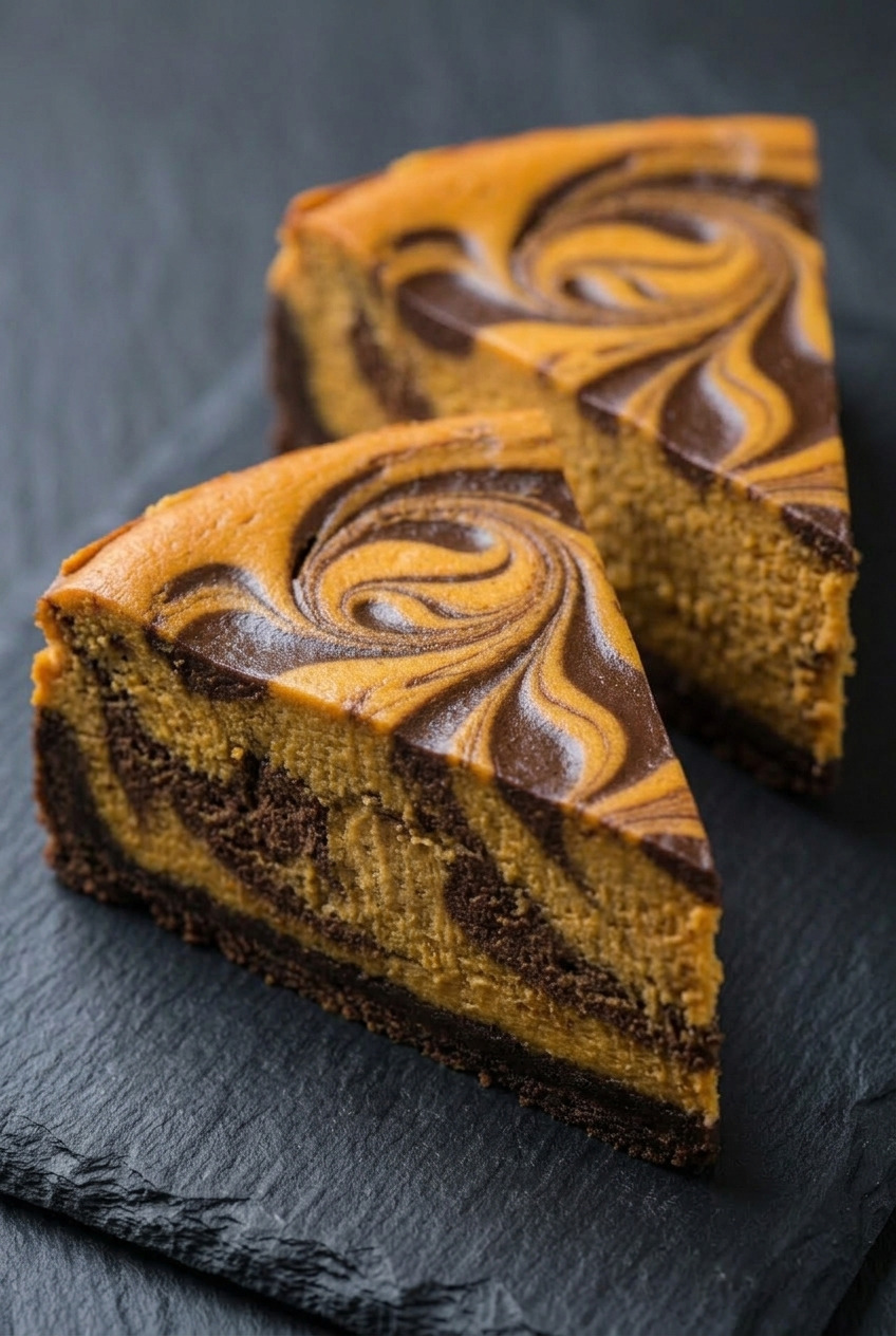 chocolate pumpkin cheesecake dinner scene