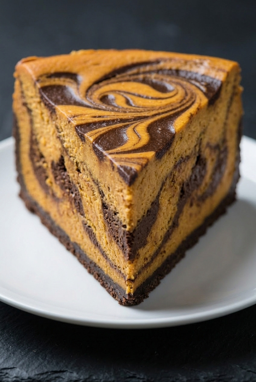 chocolate pumpkin cheesecake side view