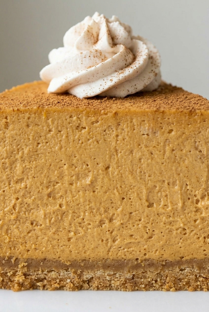 classic pumpkin cheesecake close up