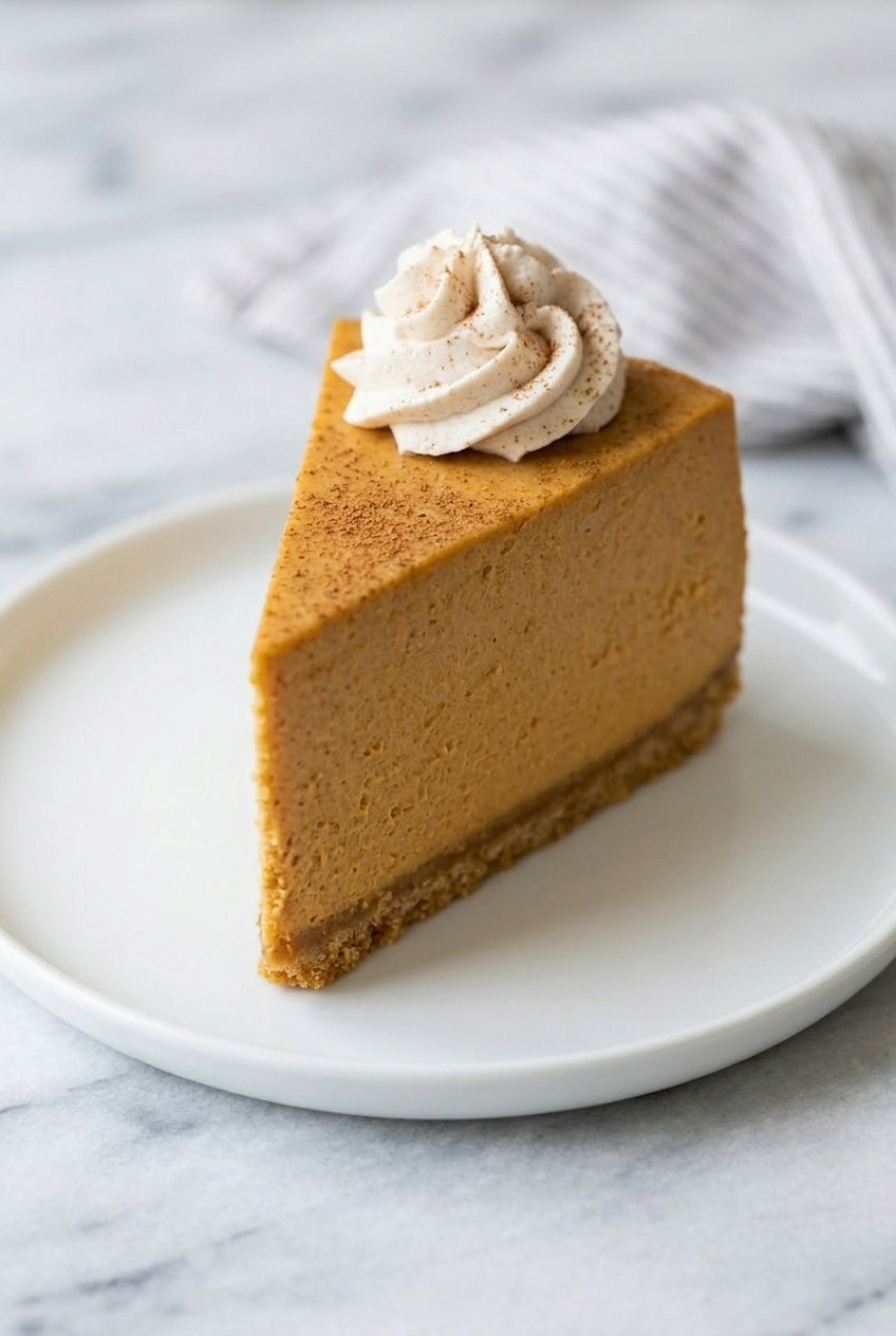 classic pumpkin cheesecake side view