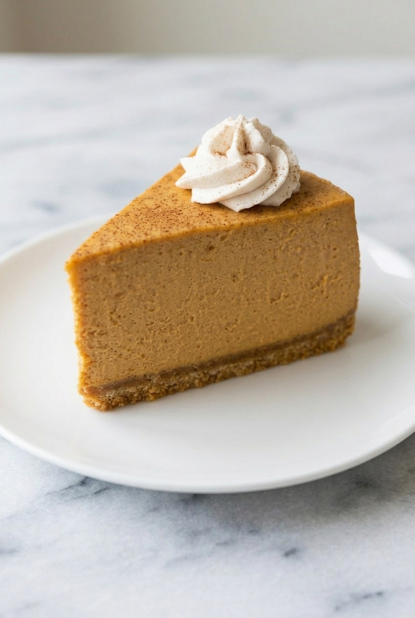 classic pumpkin cheesecake served