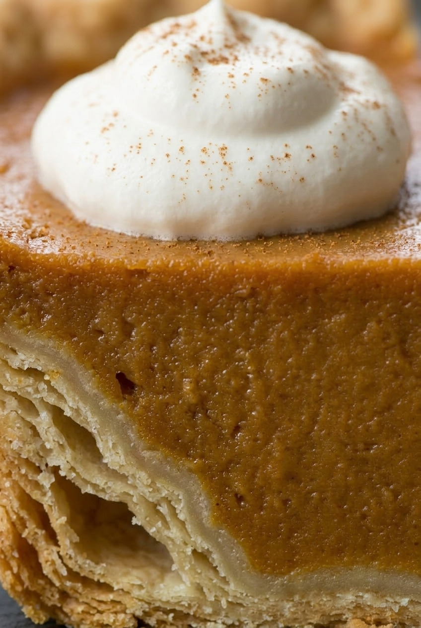 classic pumpkin pie close up