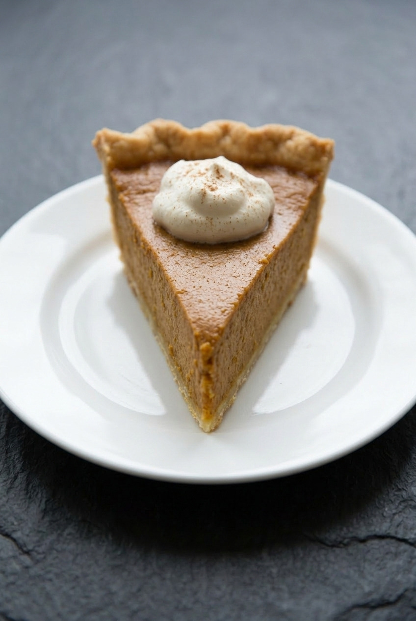 classic pumpkin pie side view