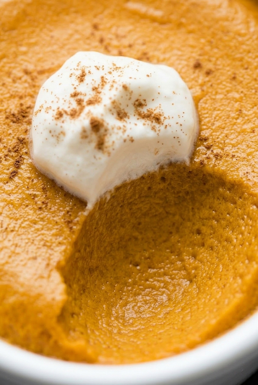 crustless pumpkin custard close up