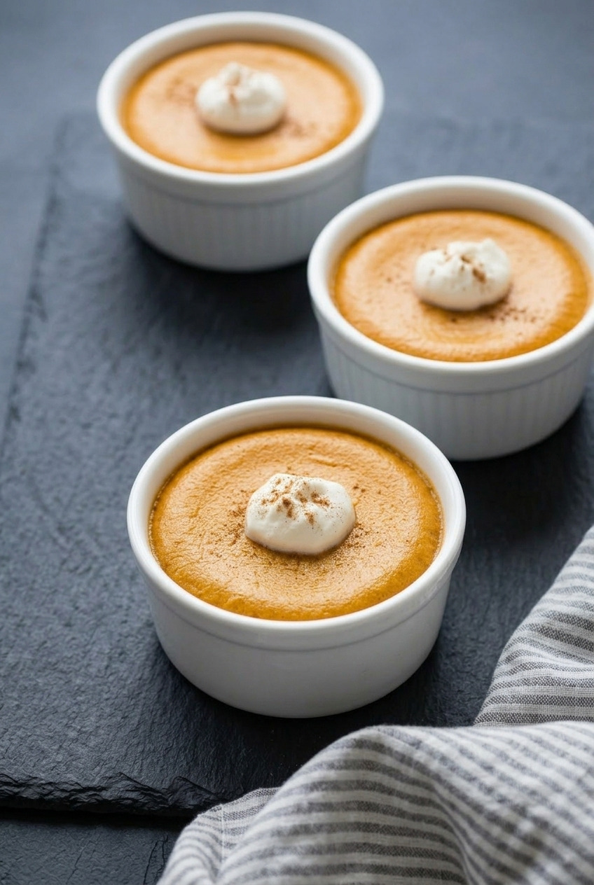 crustless pumpkin custard dinner scene