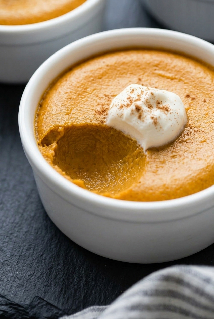 crustless pumpkin custard side view