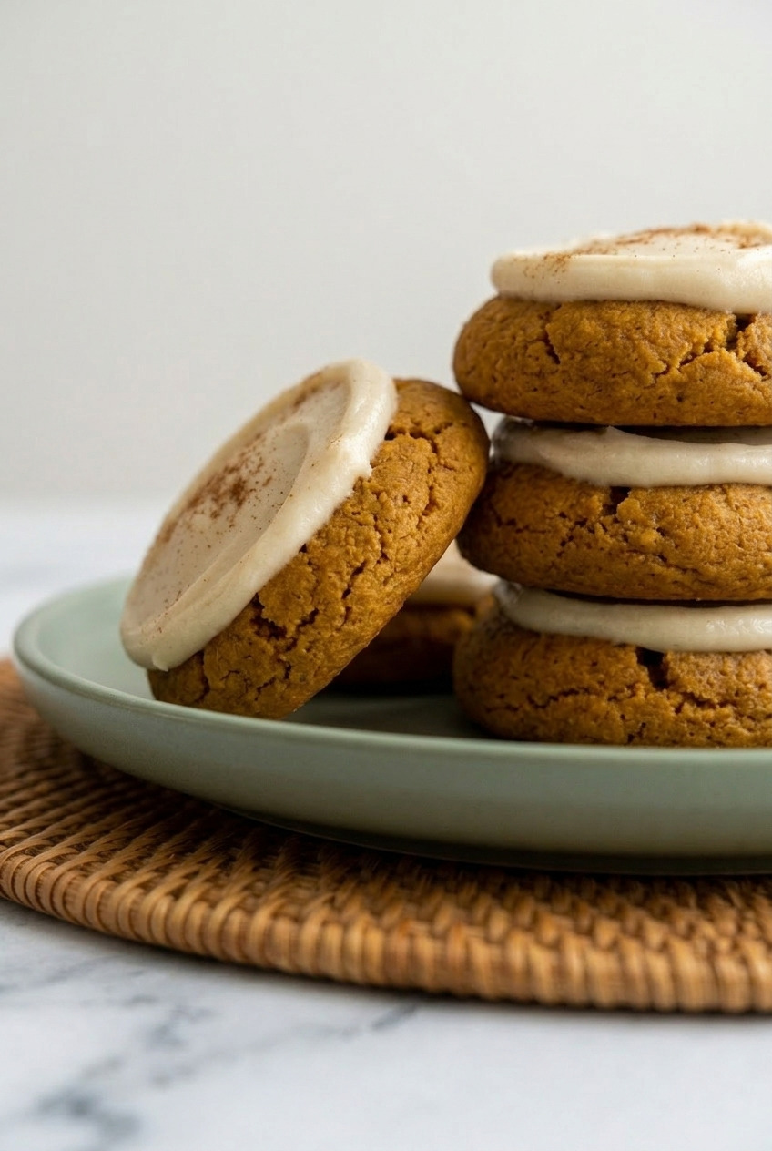 frosted pumpkin cookies dinner scene