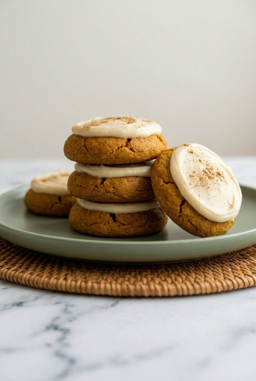 frosted pumpkin cookies served