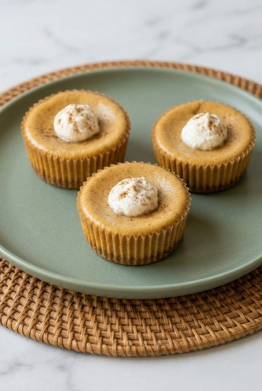 mini pumpkin cheesecakes served