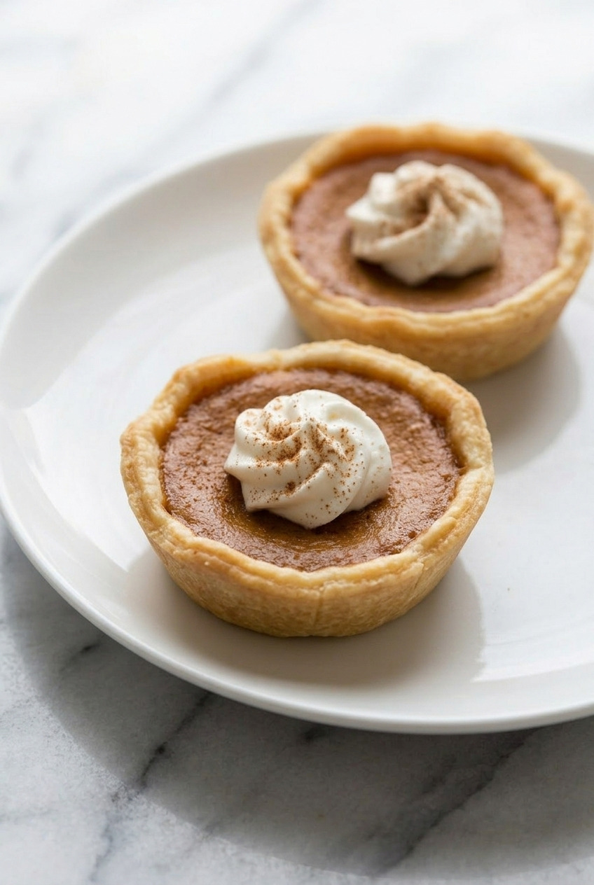 mini pumpkin pies side view