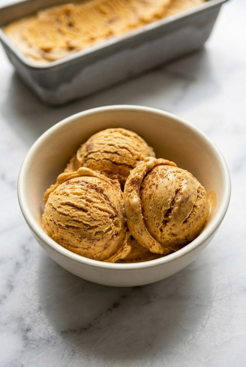 no churn pumpkin ice cream served