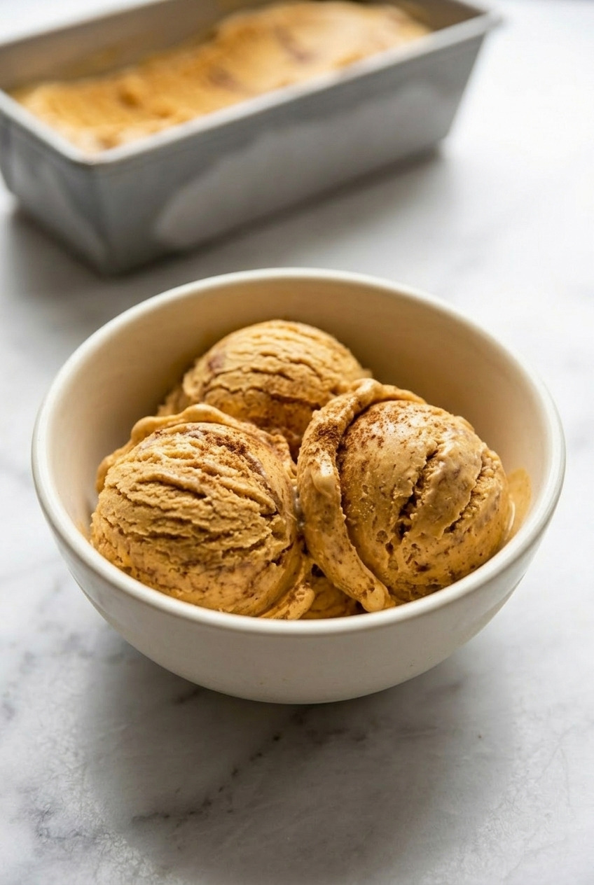 no churn pumpkin ice cream dinner scene