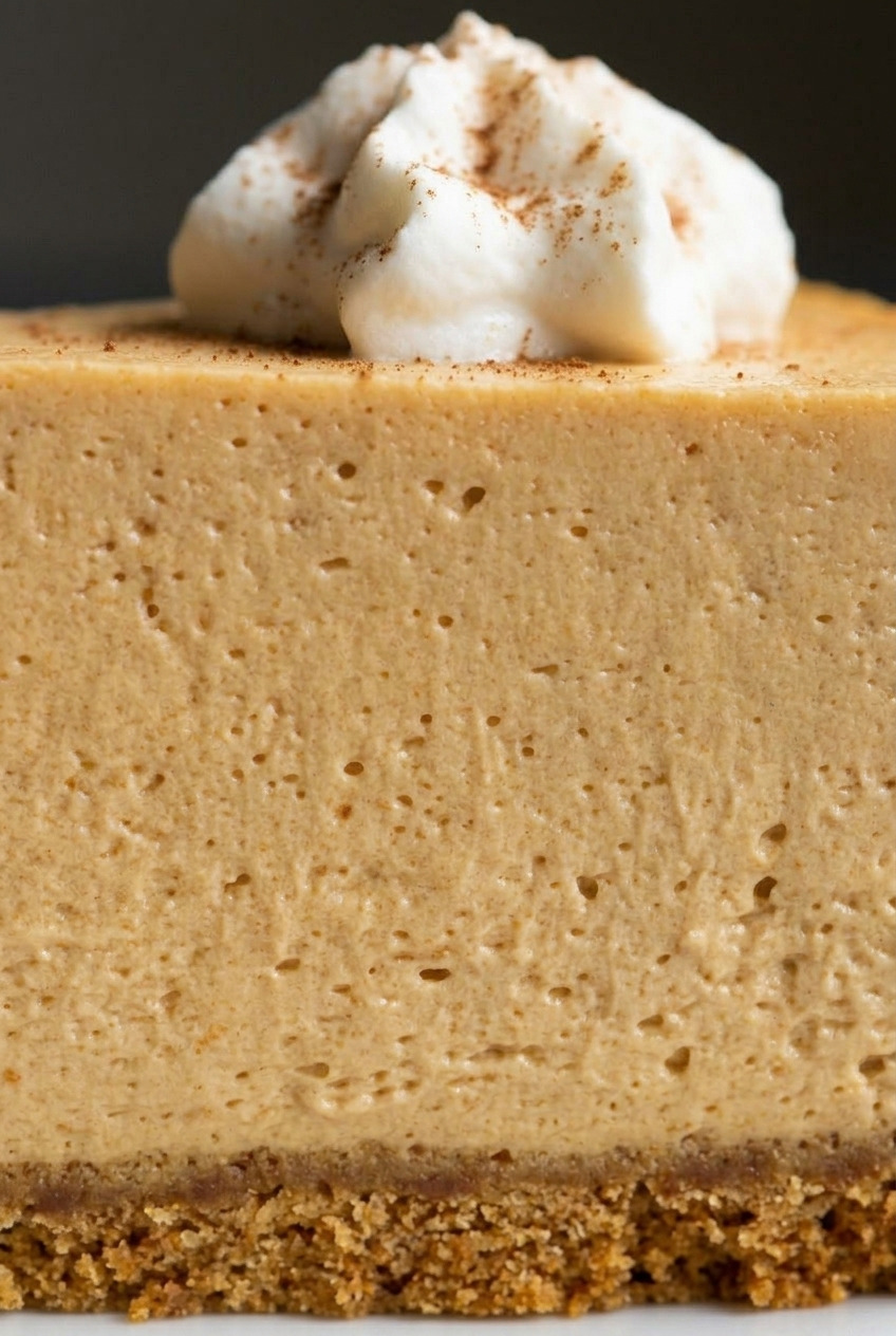 nobake pumpkin cheesecake close up