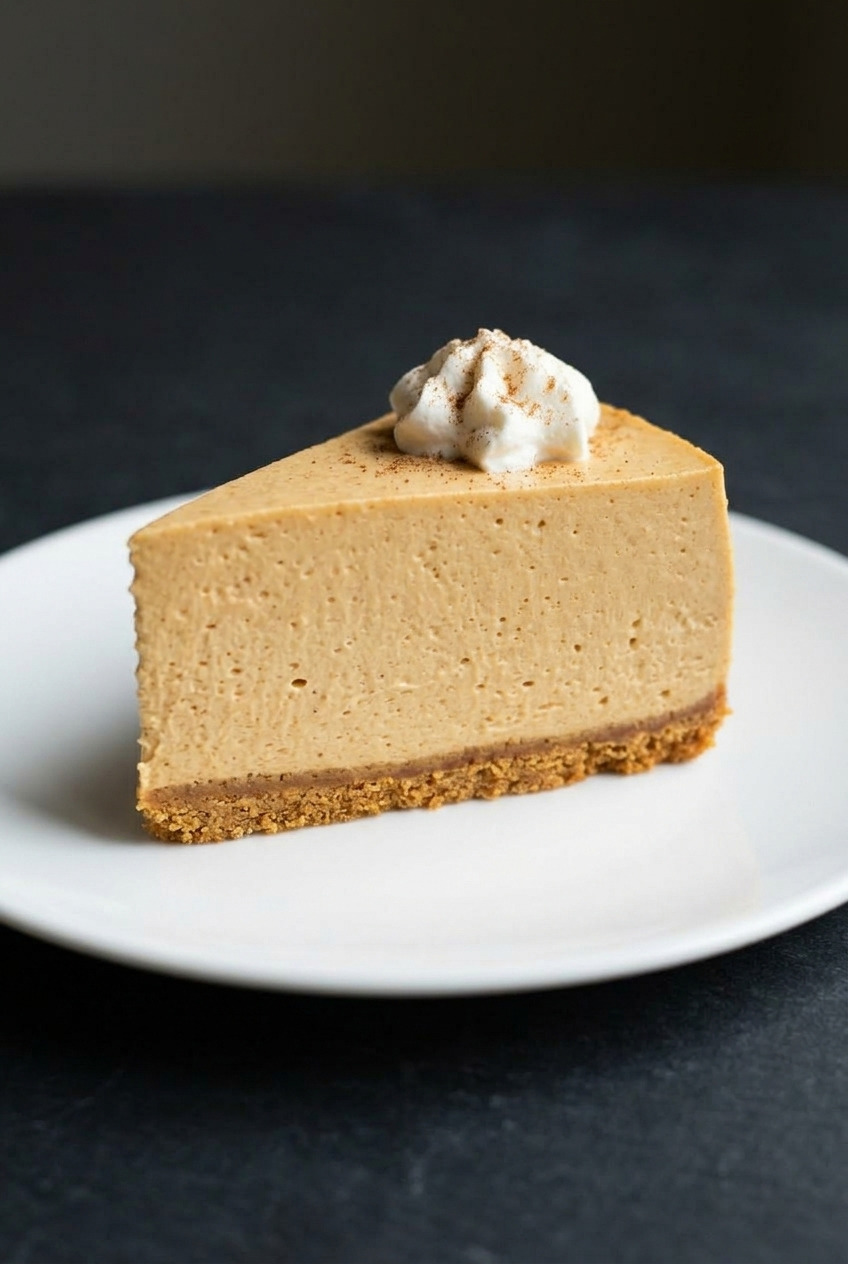 nobake pumpkin cheesecake served