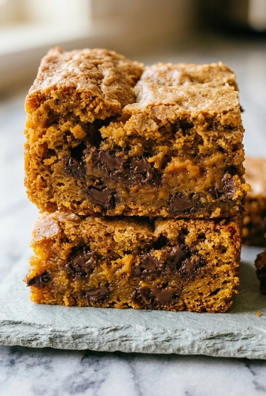 pumpkin blondies close up