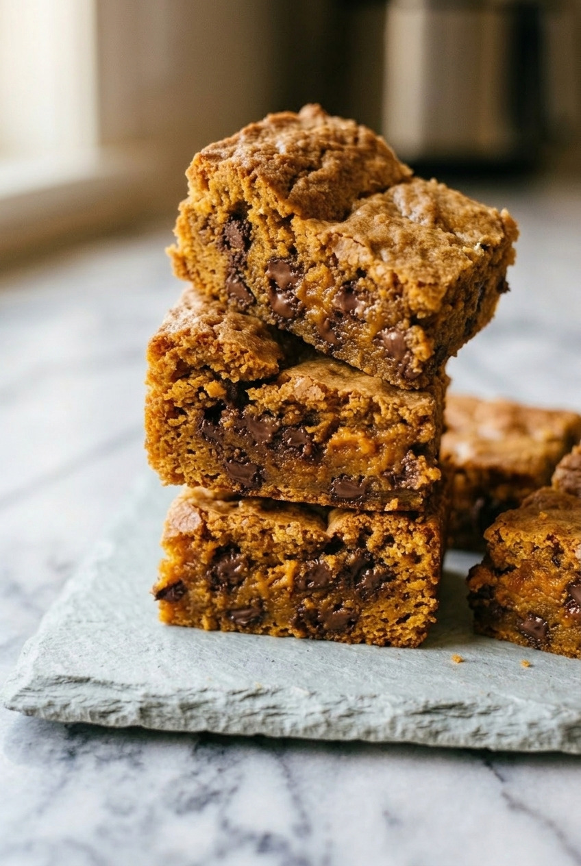 pumpkin blondies served
