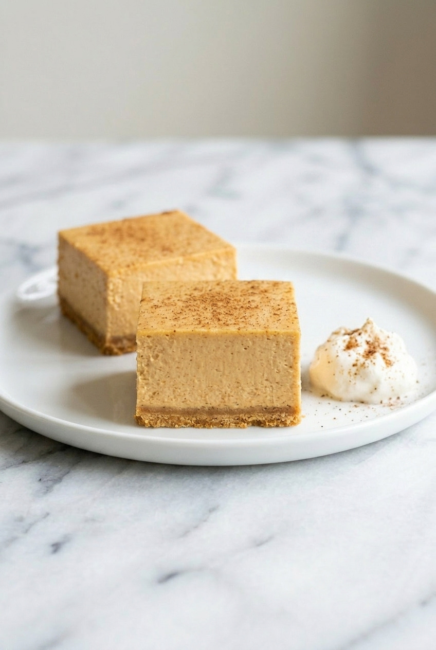 pumpkin cheesecake bars dinner scene