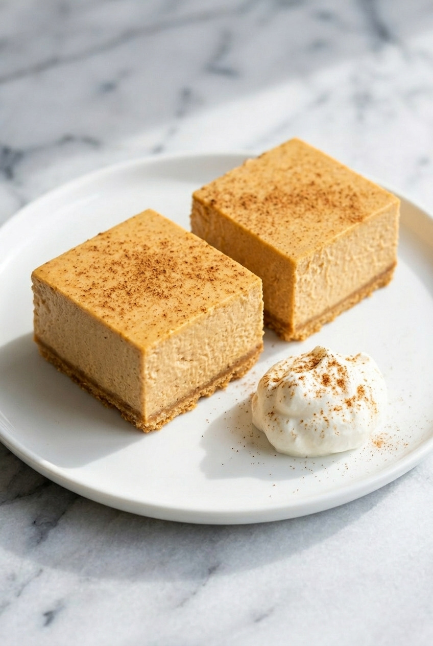 pumpkin cheesecake bars served