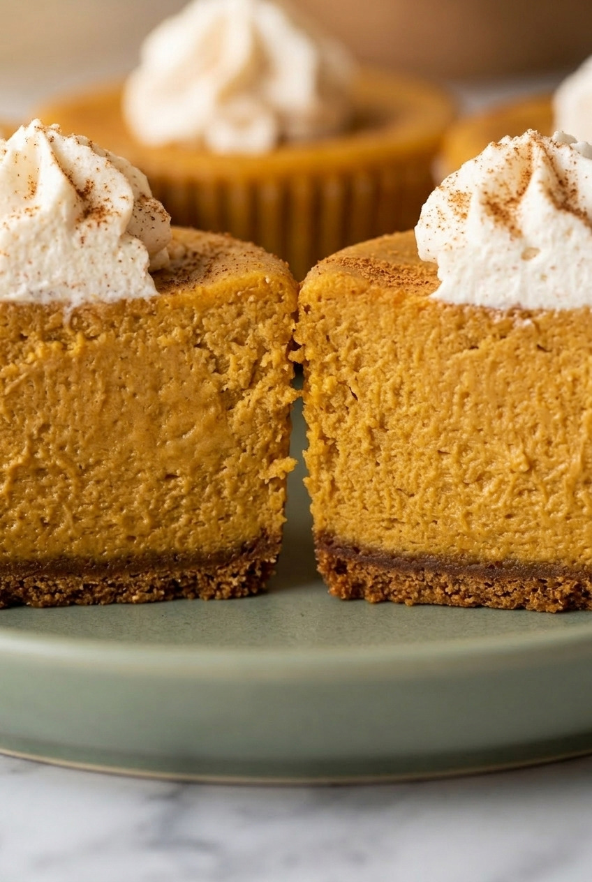 pumpkin cheesecake cupcakes close up