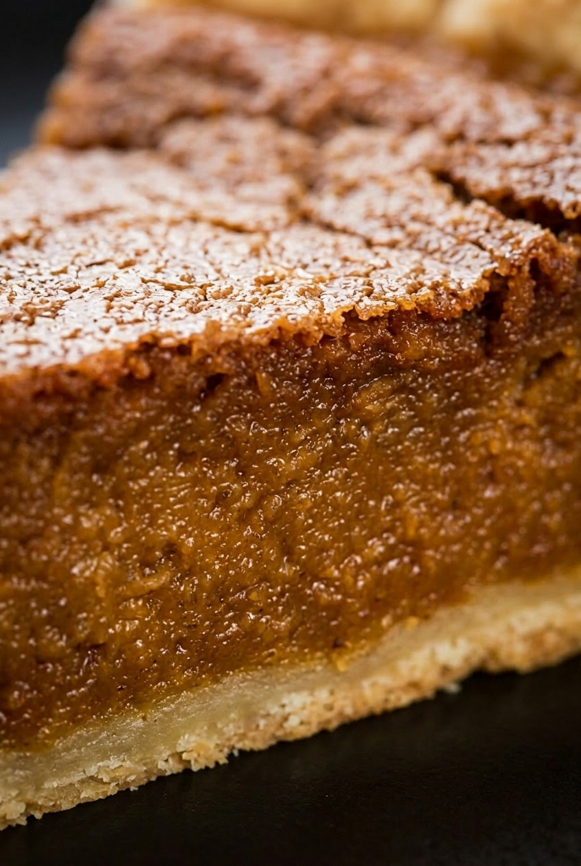 pumpkin chess pie close up