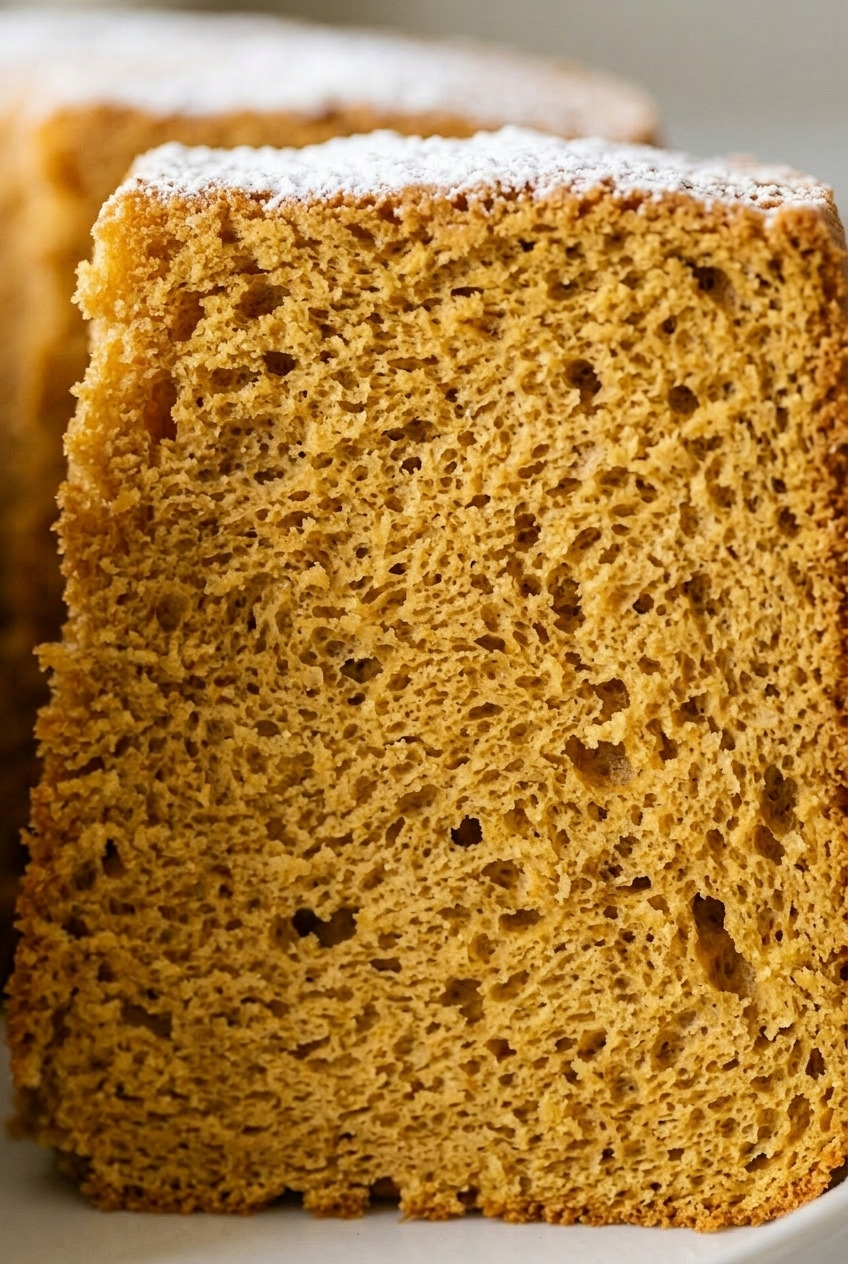 pumpkin chiffon cake close up
