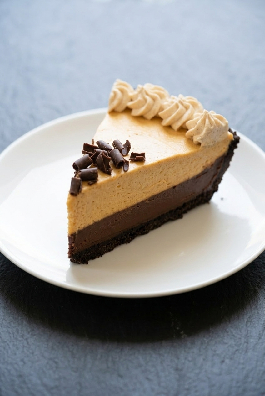 pumpkin chocolate silk pie side view