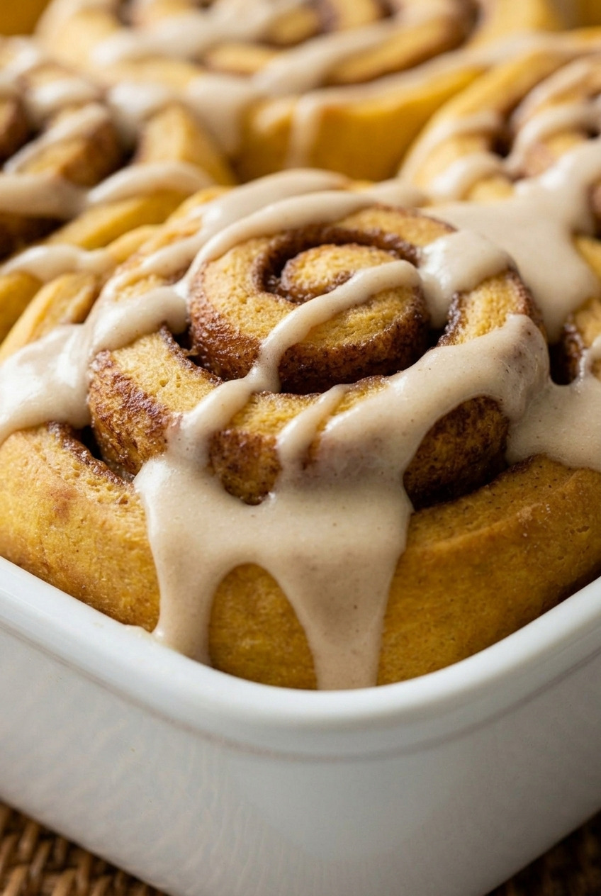 pumpkin cinnamon rolls close up