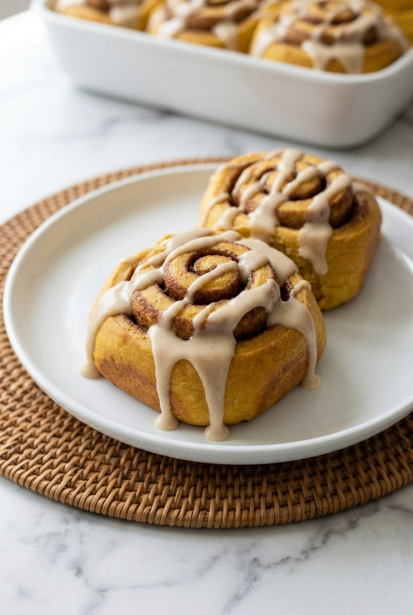 pumpkin cinnamon rolls served