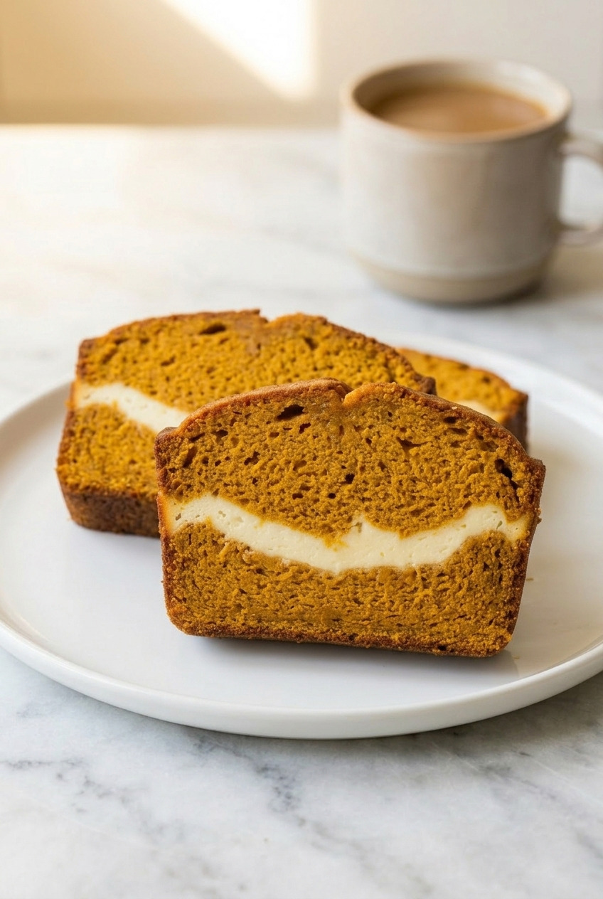 pumpkin cream cheese bread dinner scene