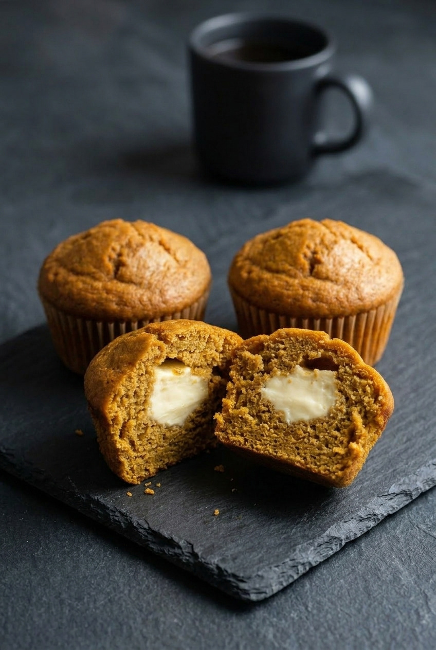 pumpkin cream cheese muffins served