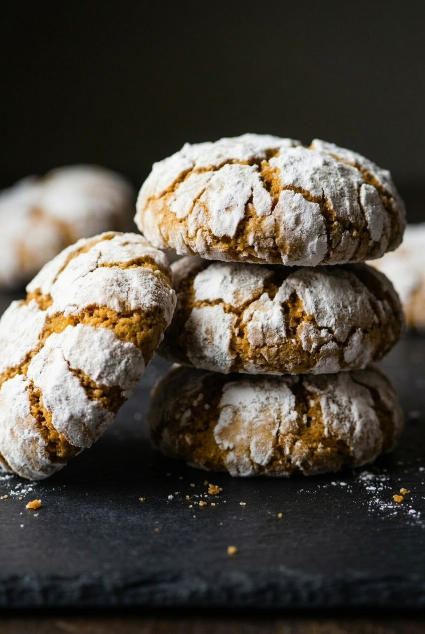 pumpkin crinkle cookies served