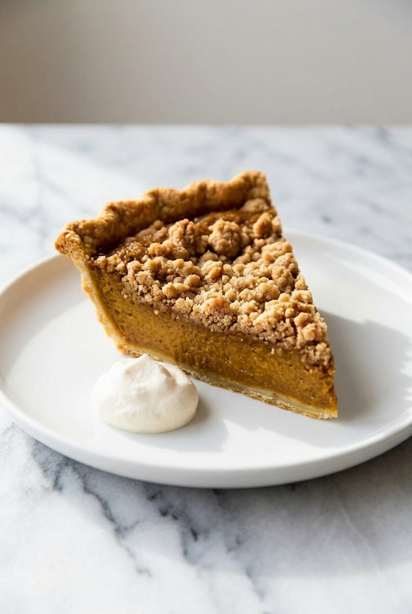 pumpkin crumb pie served