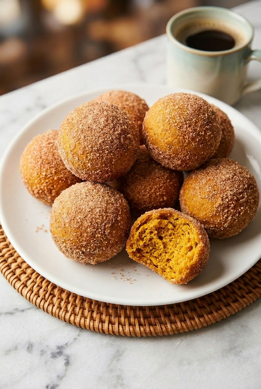 pumpkin donut holes served