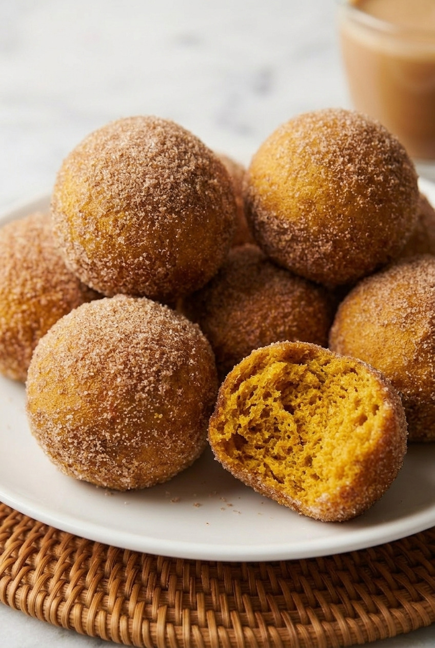pumpkin donut holes side view