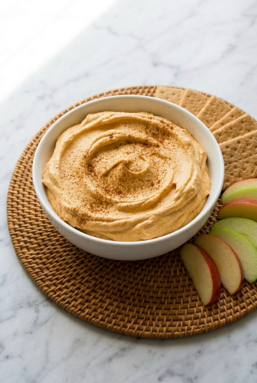 pumpkin fluff dip served