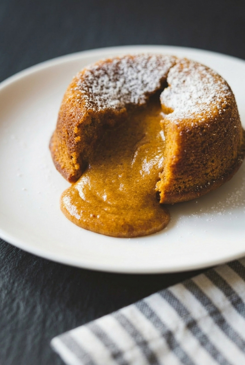 pumpkin lava cake served
