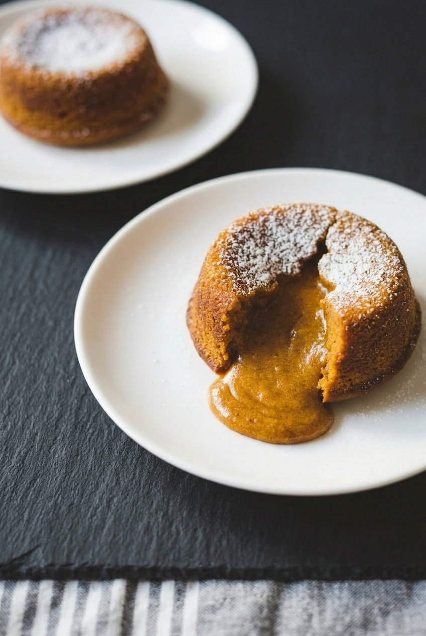 pumpkin lava cake dinner scene