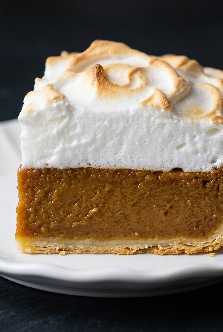 pumpkin meringue pie close up