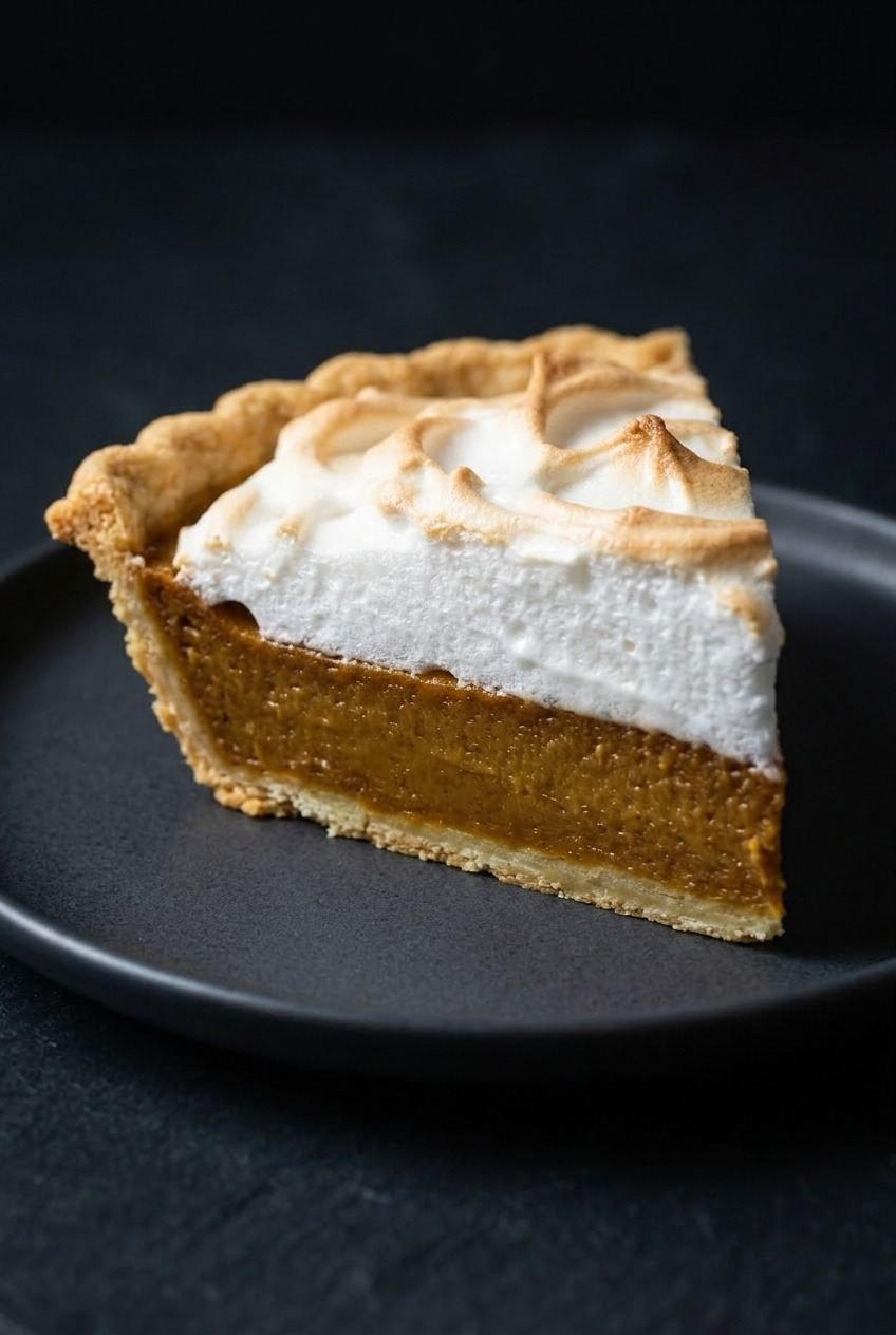 pumpkin meringue pie served