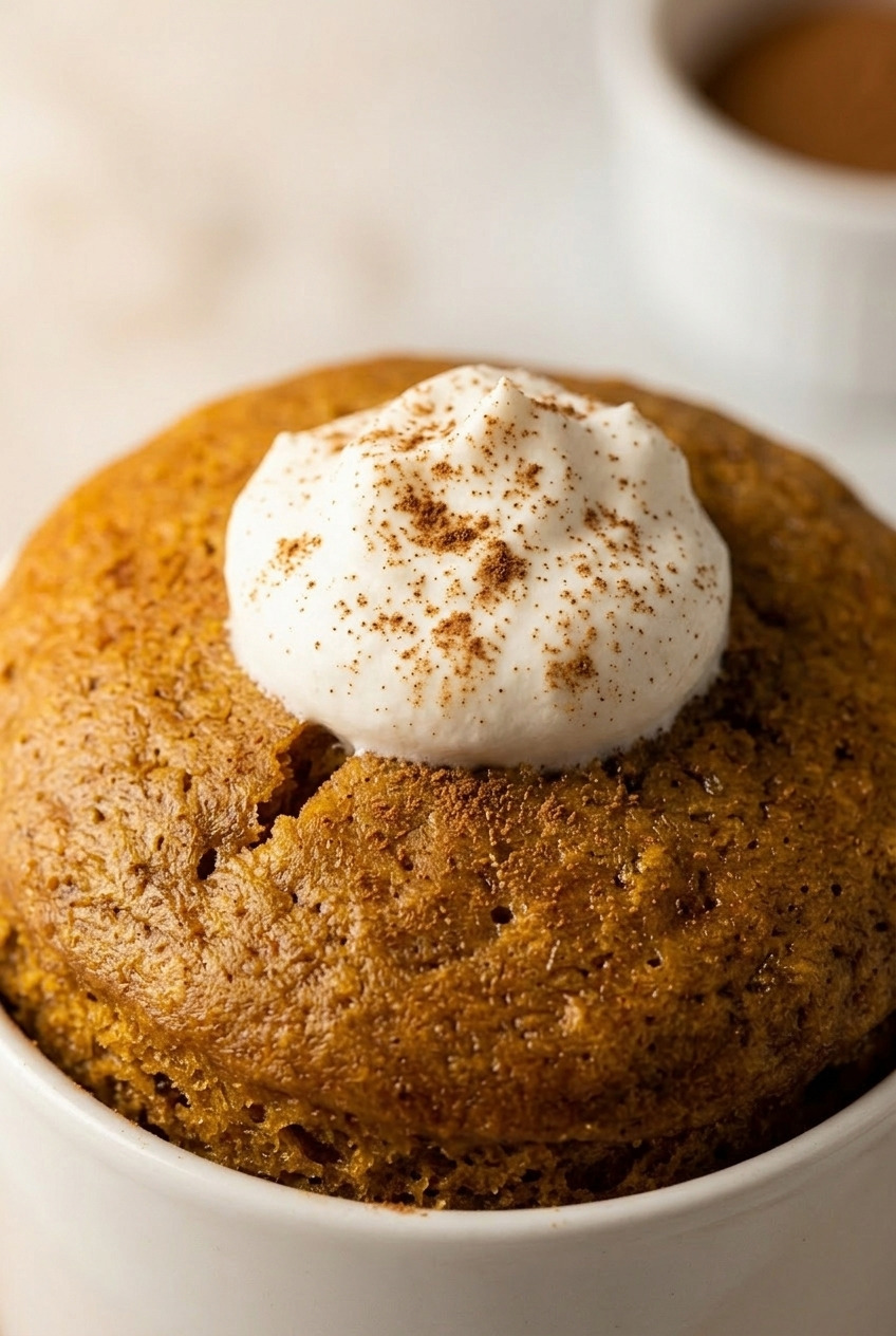 pumpkin mug cake close up