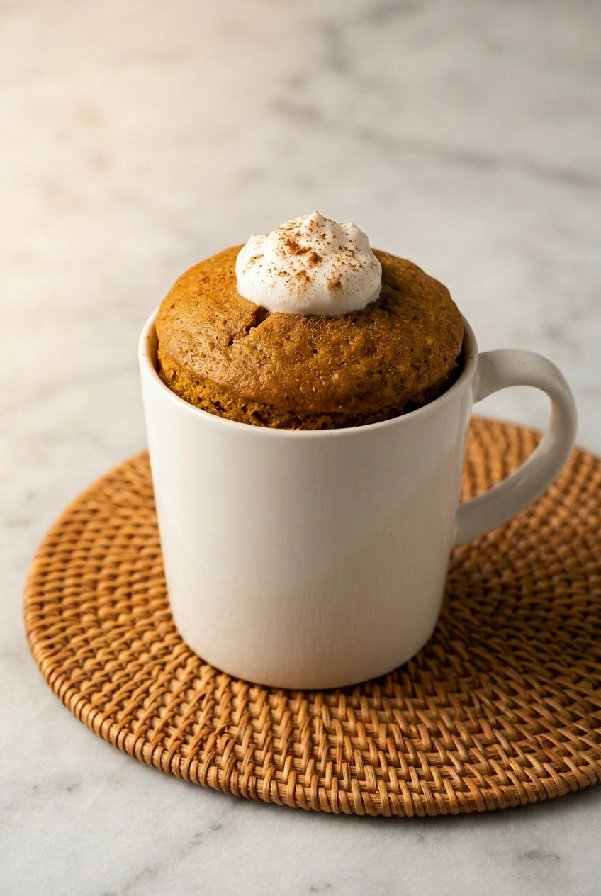 pumpkin mug cake side view