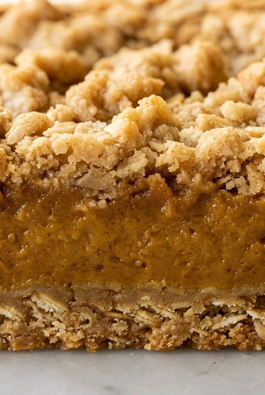 pumpkin oatmeal bars close up
