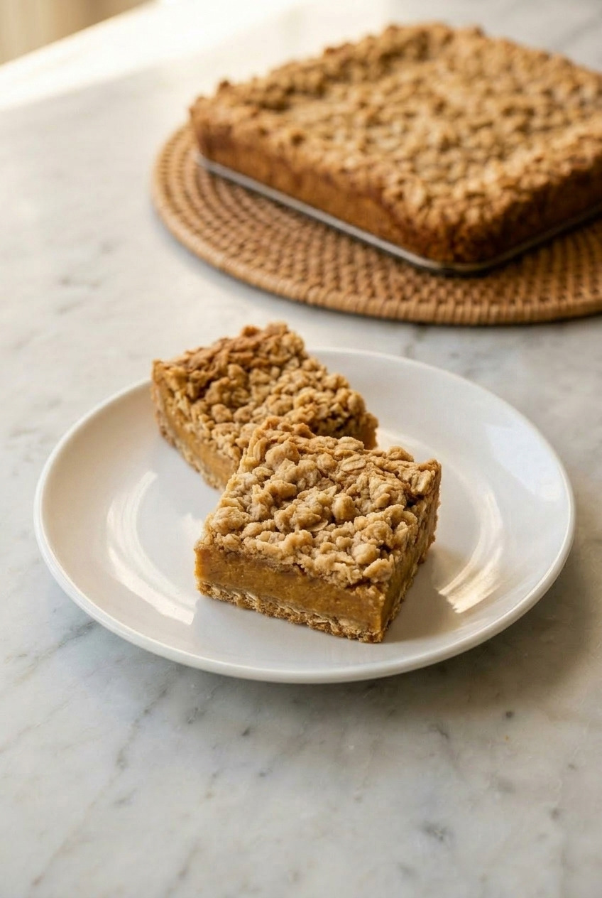 pumpkin oatmeal bars dinner scene