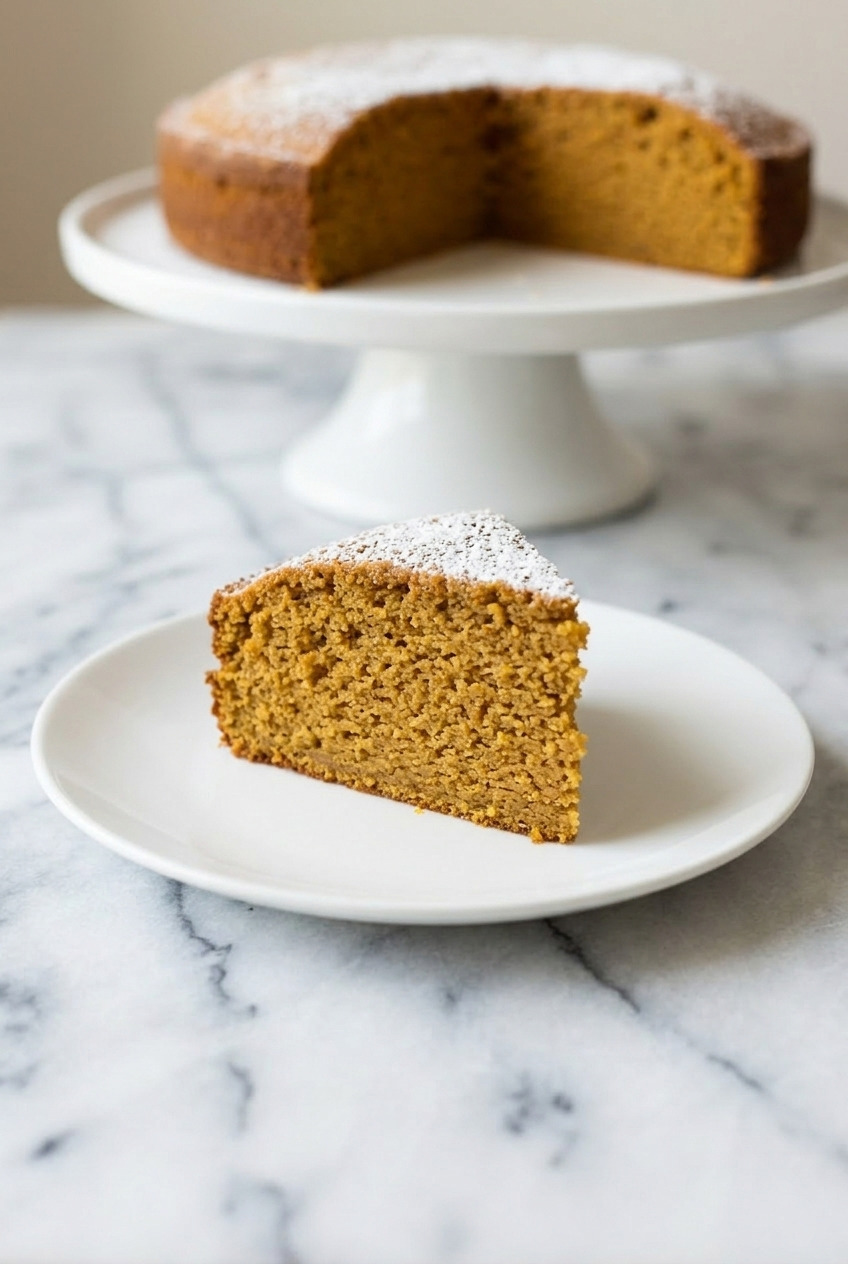 pumpkin olive oil cake served