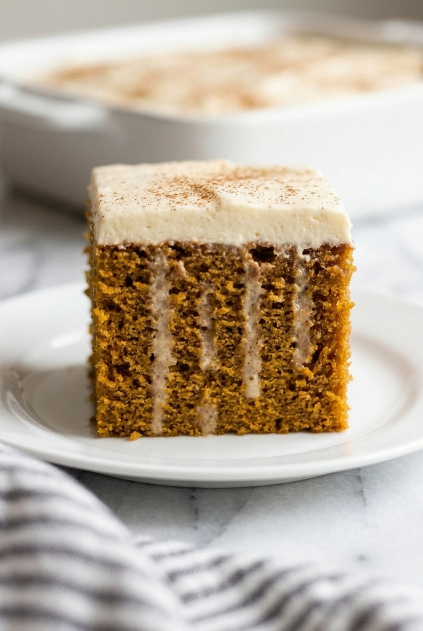 pumpkin poke cake served
