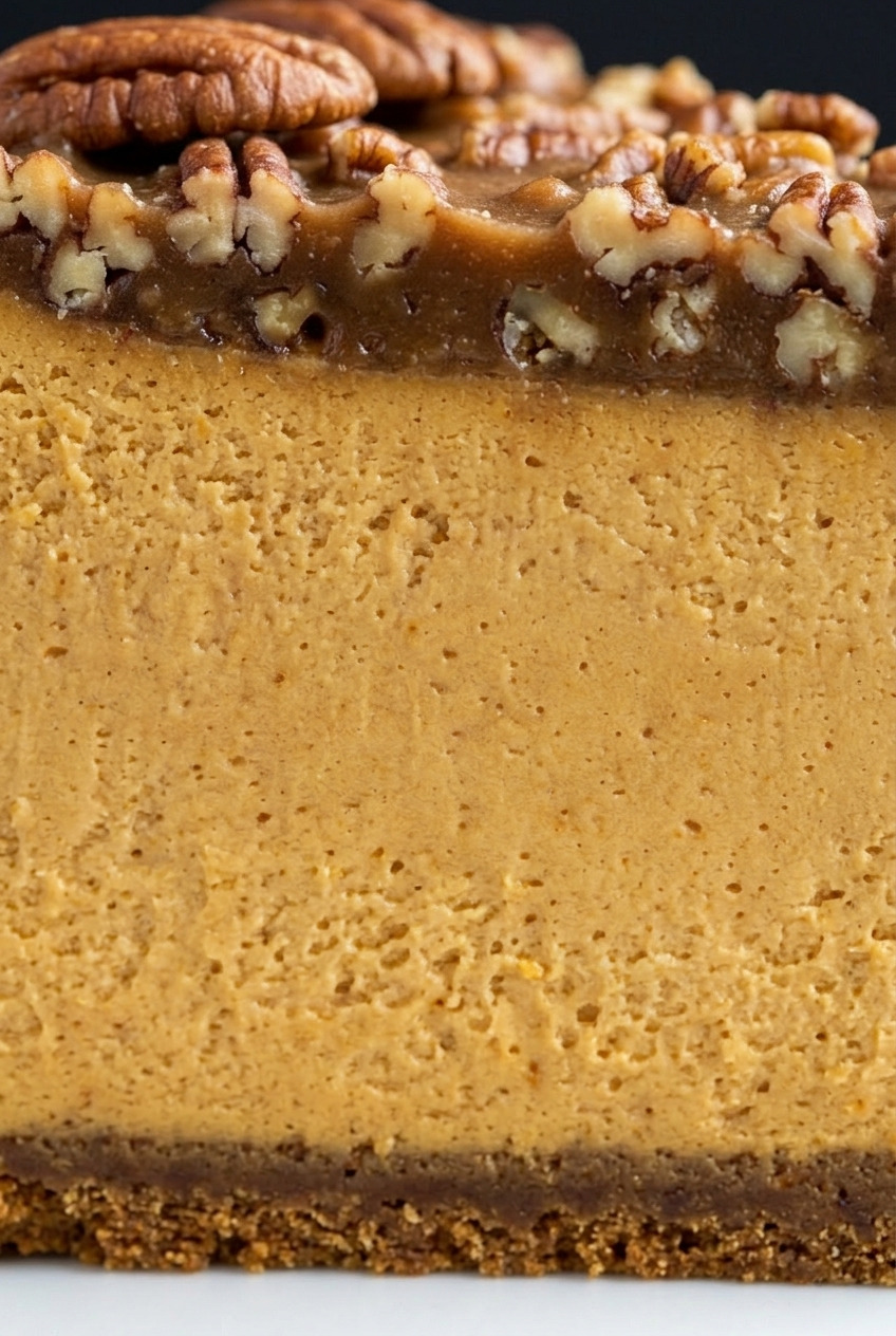 pumpkin praline cheesecake close up