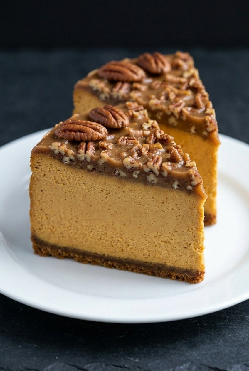 pumpkin praline cheesecake dinner scene