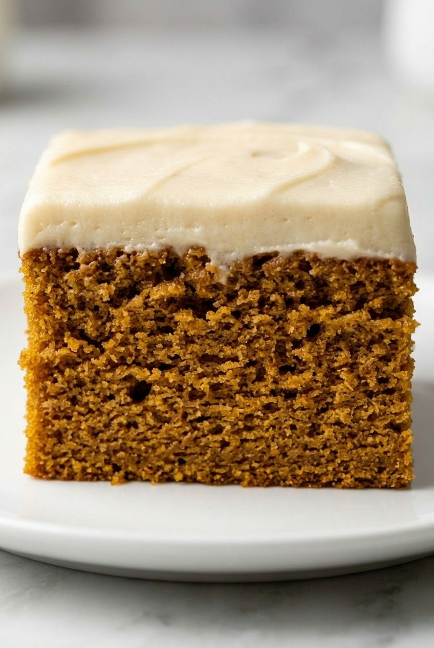 pumpkin sheet cake close up