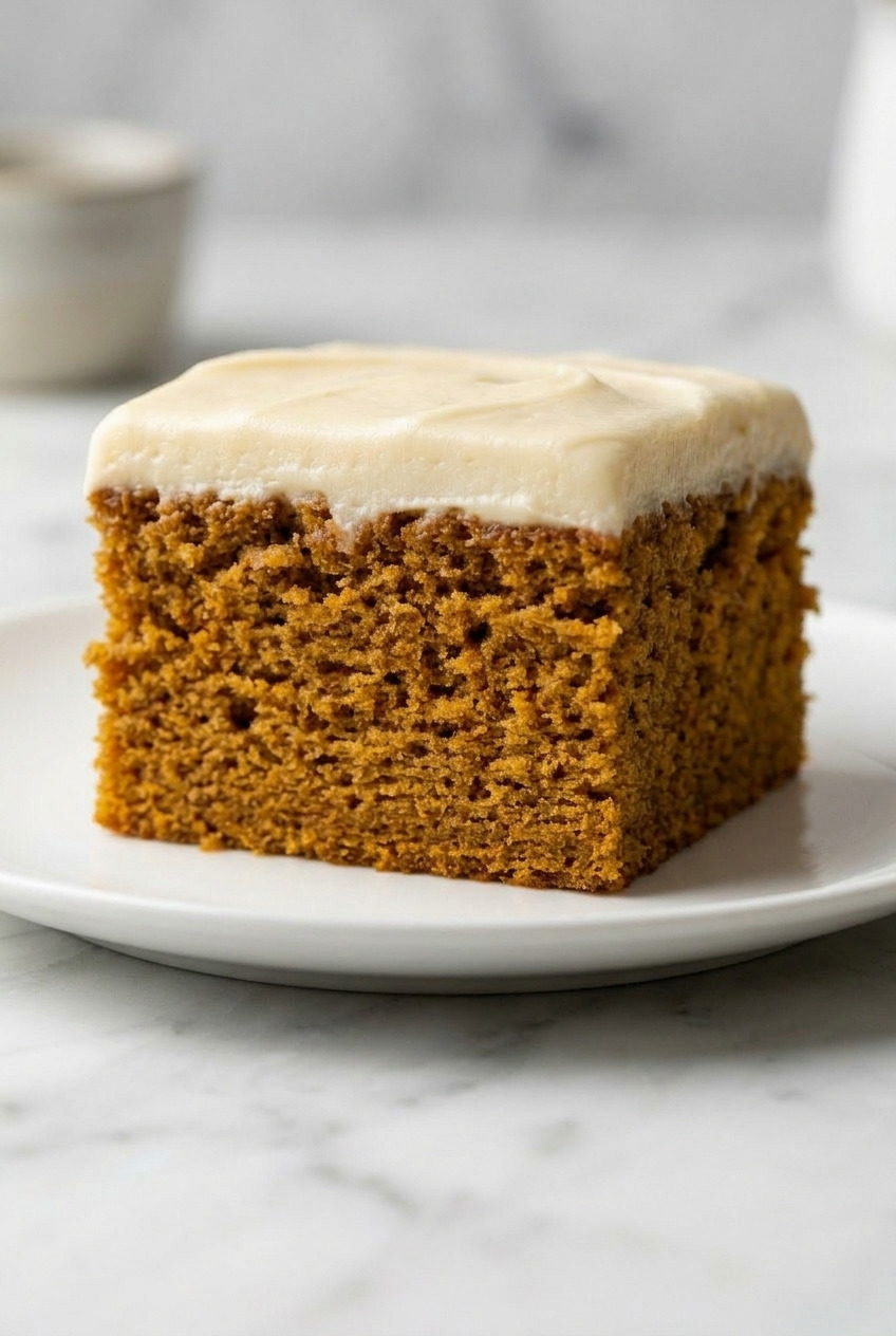 pumpkin sheet cake side view