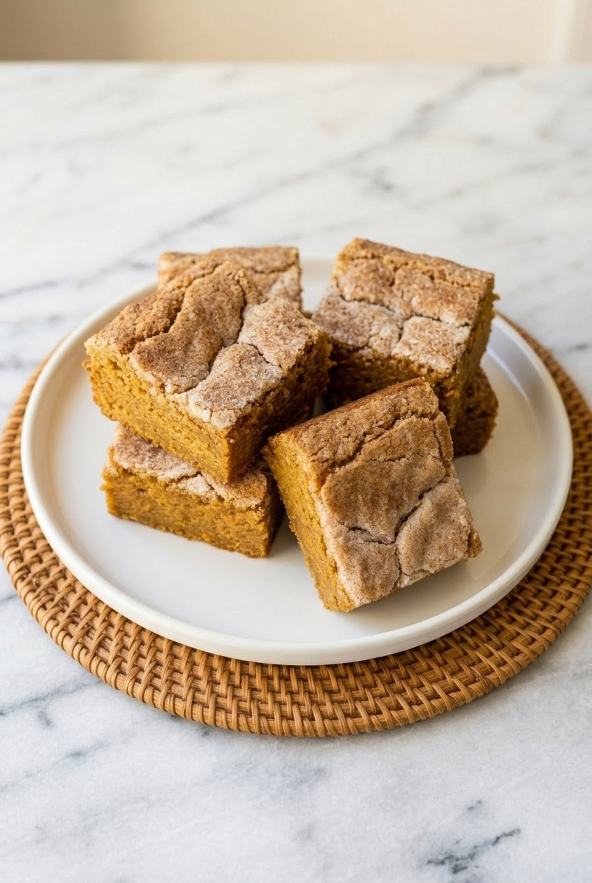 pumpkin snickerdoodle bars served